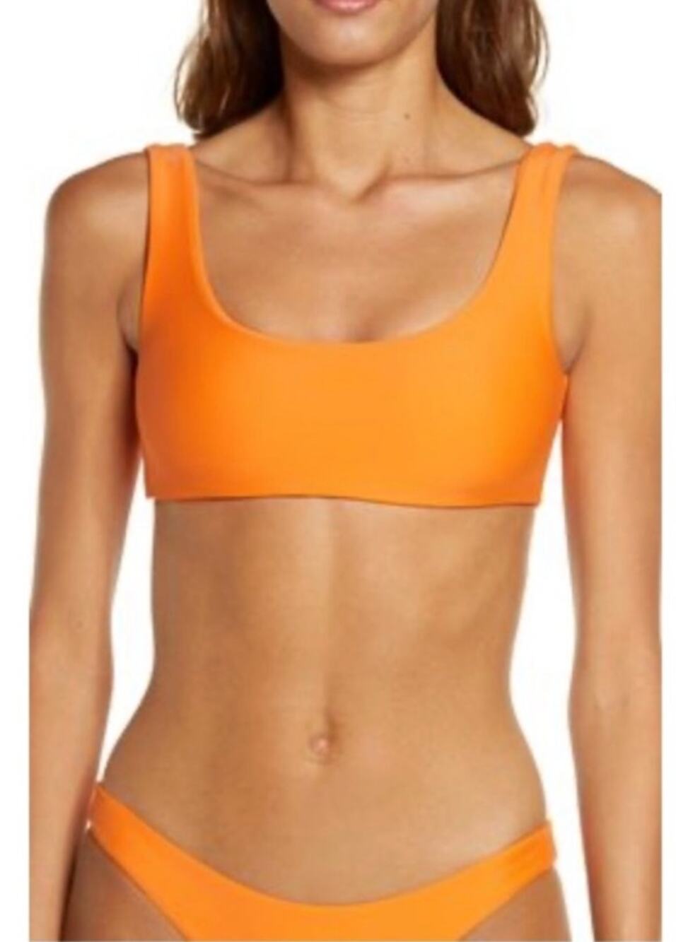 Jade Swim Set Medium Rounded Edges Top Most Wanted Bikini Bottom in Orange Pool